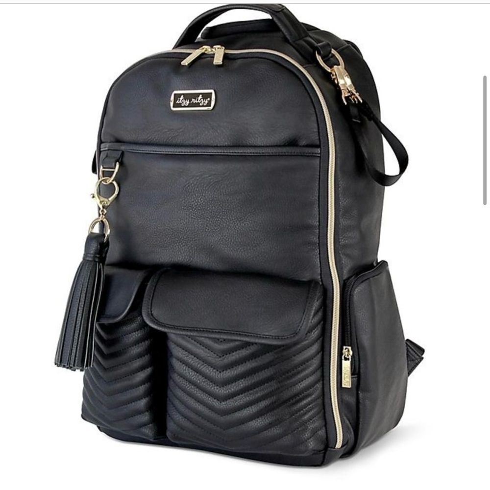 Itzy Ritzy Black and Gold Quilted Bag